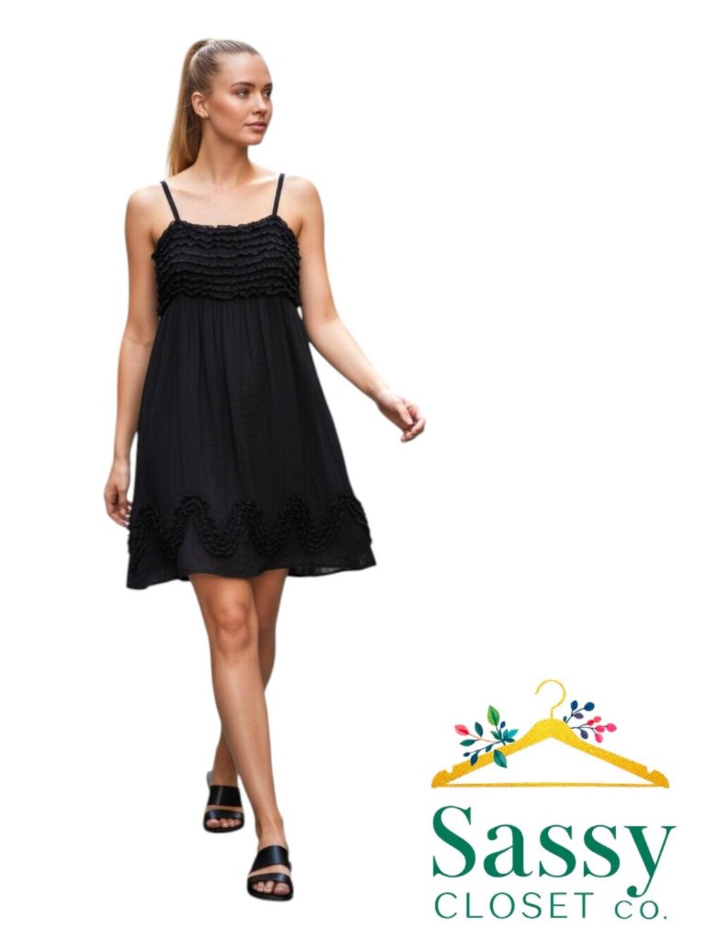 Soma Smocked Nightgown XS Black Casual Dress Removable Straps Loungewear EUC